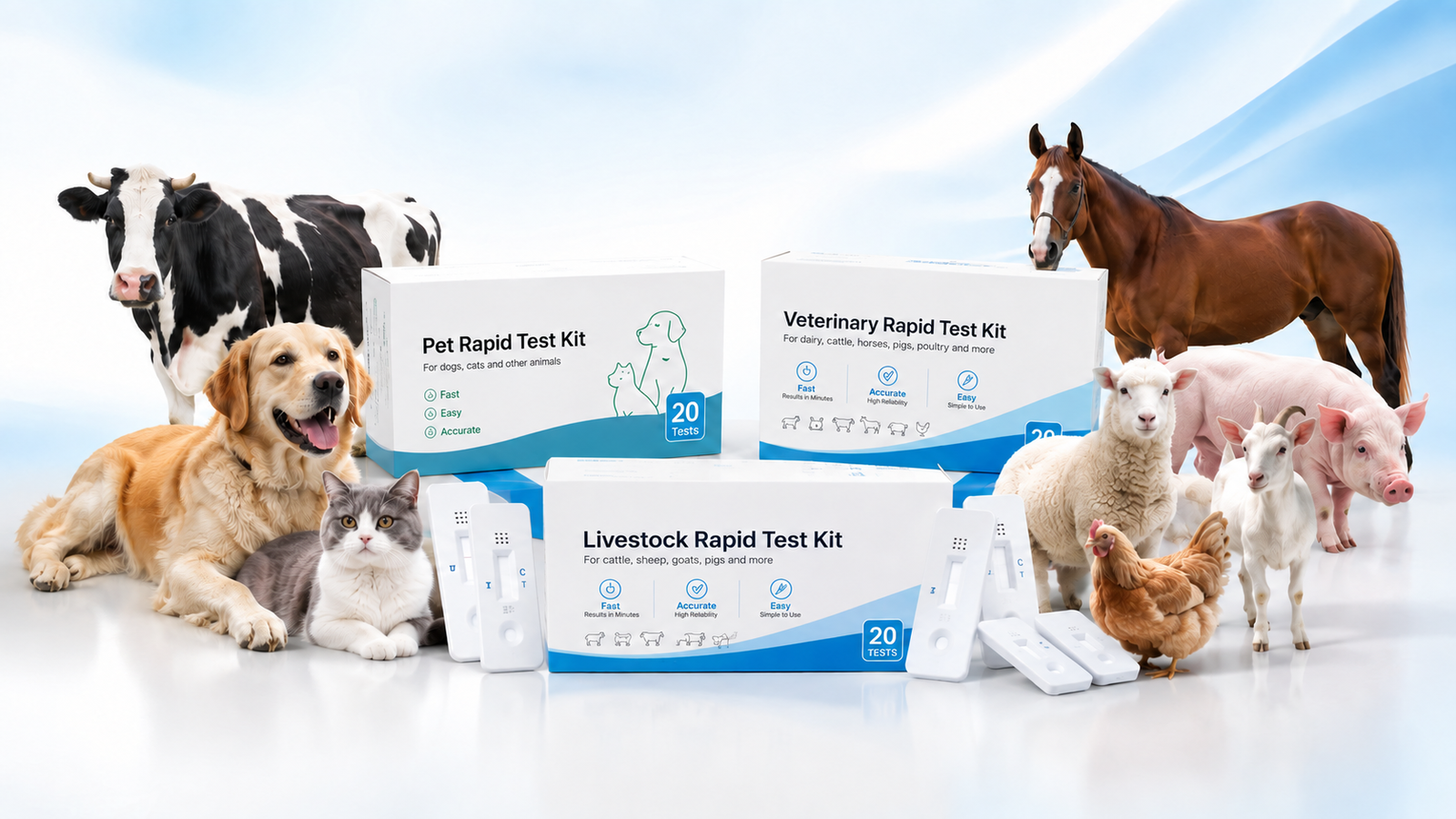 Veterinary rapid test kit range for pets and farm animals